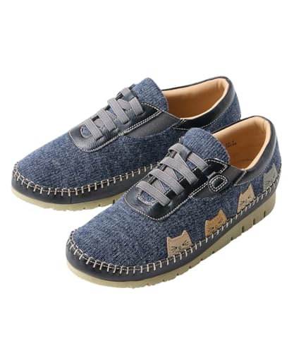 ニッセン] スニーカー レディース 猫ちゃんが覗いた紐靴風スリッポン